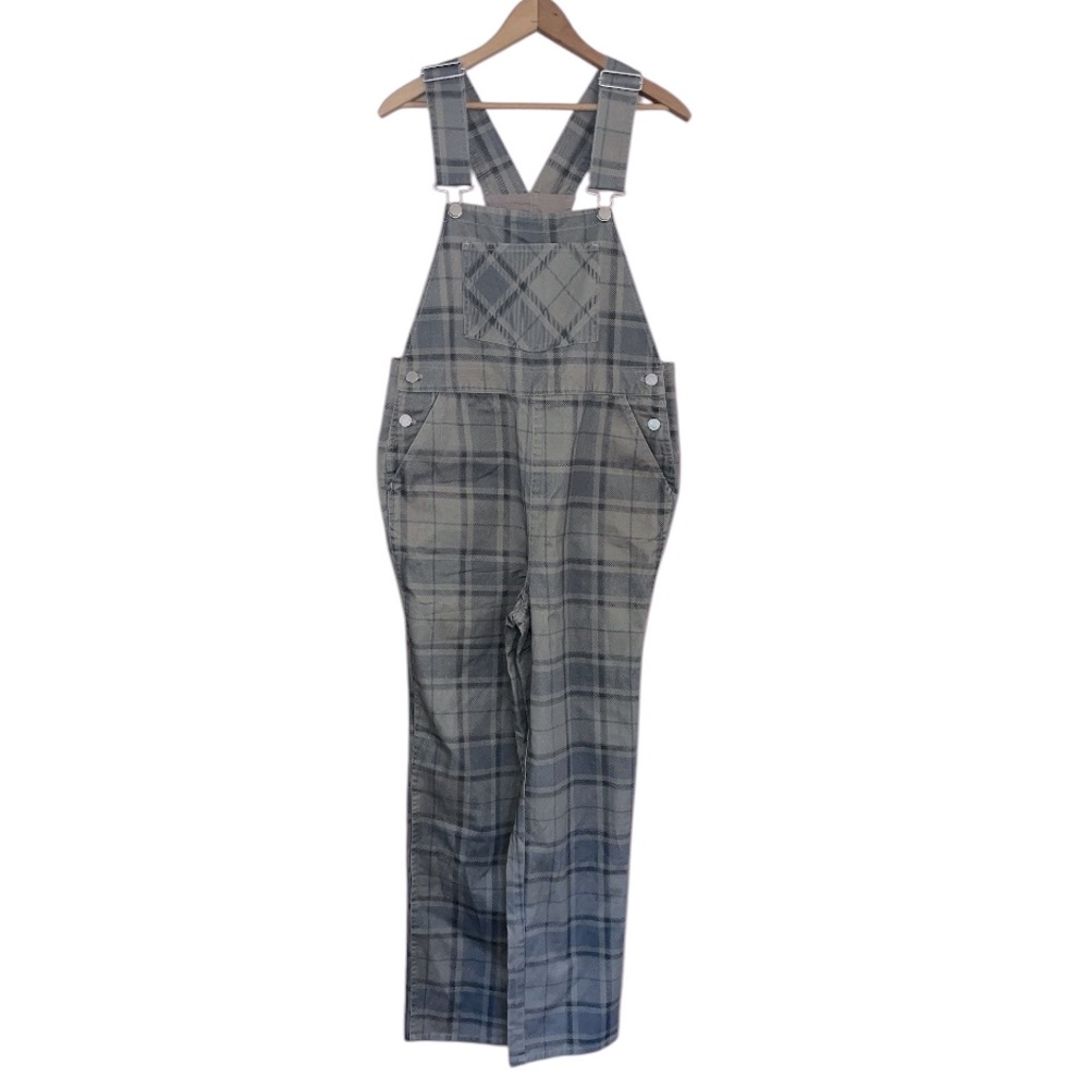 NWT WeWoreWhat basic overalls small plaid tan fal… - image 3
